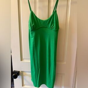 Brat Green Spaghetti Strap Dress